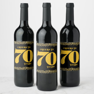 Étiquette Pour Bouteilles De Vin 70e anniversaire Cheers to 70 ans Parties scintill