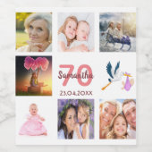 Étiquette Pour Bouteilles De Vin 70e anniversaire fête photo collage (Étiquettes simples)