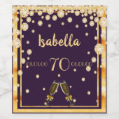 Étiquette Pour Bouteilles De Vin 70e anniversaire fête violet or nom de l'arrosage (Étiquettes simples)