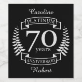 Étiquette Pour Bouteilles De Vin 70e ANNIVERSAIRE Mariage PLATINUM (Étiquettes simples)
