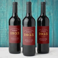 70e anniversaire Nom 1953 Rouge or élégant chic