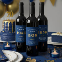 70e anniversaire Nom 1956 Blue Gold Elegant Chic