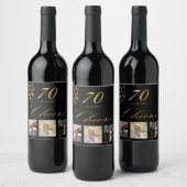Étiquette Pour Bouteilles De Vin 70e anniversaire photo noir or chante script (Bouteilles)