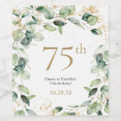 Étiquette Pour Bouteilles De Vin 75e anniversaire Eucalyptus (Étiquettes simples)