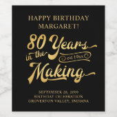 Étiquette Pour Bouteilles De Vin 80e anniversaire Années rétro dans le nom de fabri (Étiquettes simples)
