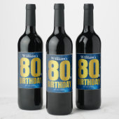 Étiquette Pour Bouteilles De Vin 80e anniversaire Blue Gold (Bouteilles)