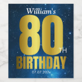 Étiquette Pour Bouteilles De Vin 80e anniversaire Blue Gold (Étiquettes simples)