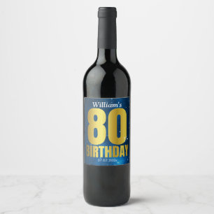 Étiquette Pour Bouteilles De Vin 80e anniversaire Blue Gold
