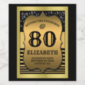 Étiquette Pour Bouteilles De Vin 80e anniversaire Célébration Black & Gold Standard (Étiquettes simples)