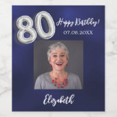 Étiquette Pour Bouteilles De Vin 80e anniversaire marine bleu photo (Étiquettes simples)