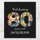 Étiquette Pour Bouteilles De Vin 80e anniversaire Modèle photo noir (Étiquettes simples)