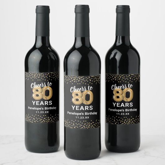 Étiquette Pour Bouteilles De Vin 80e anniversaire personnalisé (Bouteilles)