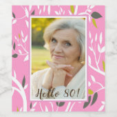Étiquette Pour Bouteilles De Vin 80e anniversaire photo motif botanique rose (Étiquettes simples)