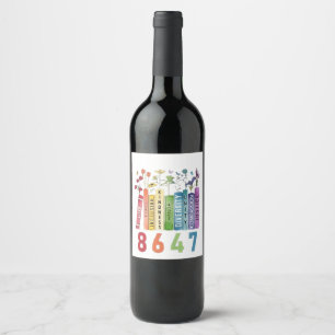 Étiquette Pour Bouteilles De Vin 8647 Subtle Anti Trump Anti MAGA 86 47 Floral LGBT
