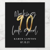 Étiquette Pour Bouteilles De Vin 90 ans en or (Étiquettes simples)