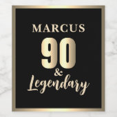 Étiquette Pour Bouteilles De Vin 90 & Legendary Gold 90th Birthday (Étiquettes simples)