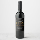 Étiquette Pour Bouteilles De Vin 90e anniversaire 1932 Black Gold Retro Age (Devant)