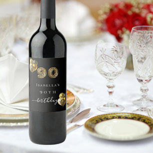 Étiquette Pour Bouteilles De Vin 90e anniversaire noir léopard étiquette de vin ani