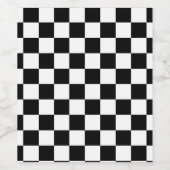 Étiquette Pour Bouteilles De Vin à damiers carré noir et blanc (Étiquettes simples)