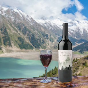 Étiquette Pour Bouteilles De Vin À feuillage persistant Mist Rocheuse Russe Hiver B