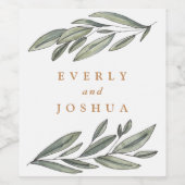 Étiquette Pour Bouteilles De Vin À feuillage persistant romantique (Étiquettes simples)