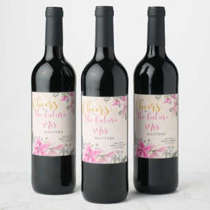 Étiquette Pour Bouteilles De Vin À la future Mme Réception de mariage floral d'hi