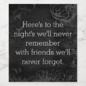 Étiquette Pour Bouteilles De Vin À la nuit que nous n'oublierons jamais label (Étiquettes simples)