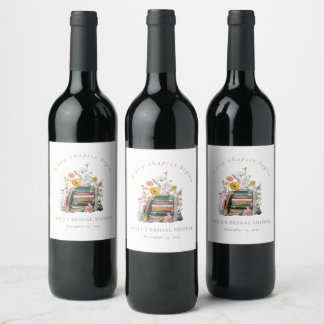 Étiquette Pour Bouteilles De Vin A New Chapter Begins Floral Books Bridal Shower