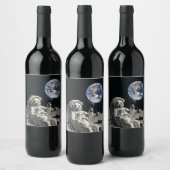 Étiquette Pour Bouteilles De Vin A panda smoking a cigarette on the moon (Bouteilles)