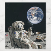 Étiquette Pour Bouteilles De Vin A panda smoking a cigarette on the moon (Étiquettes simples)