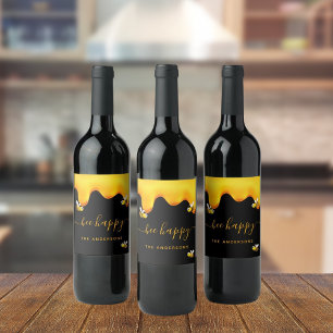 Étiquette Pour Bouteilles De Vin Abeilles noires joyeux bosse abeilles doux miel mo