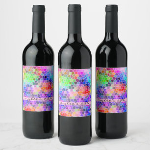 Étiquette Pour Bouteilles De Vin Abrégé sur coloré monogramme de rose d'arc-en-c