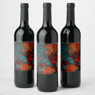 Étiquette Pour Bouteilles De Vin Abstrait Cool coloré moderne Motif artistique