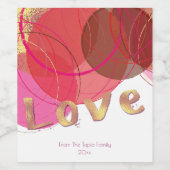 Étiquette Pour Bouteilles De Vin Abstrait moderne, amour doré (Étiquettes simples)