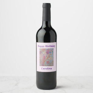 Étiquette Pour Bouteilles De Vin Abstrait Pastel Floral