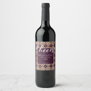 Étiquette Pour Bouteilles De Vin Acclamations victoriennes de prune et d'or