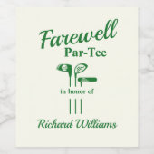 Étiquette Pour Bouteilles De Vin Adieu Retraite Golf Clubs Theme Par Tee (Étiquettes simples)