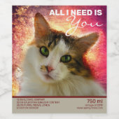 Étiquette Pour Bouteilles De Vin Adorable Cute Calico Chat (Étiquettes simples)