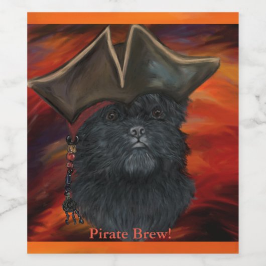 Étiquette Pour Bouteilles De Vin Affenpinscher Pirate (Étiquettes simples)