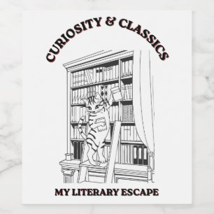Étiquette Pour Bouteilles De Vin Affiche d'art esthétique de bibliothécaire félin