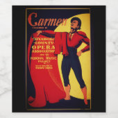 Étiquette Pour Bouteilles De Vin Affiche de l'opéra Carmen (Étiquettes simples)