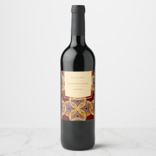 Étiquette Pour Bouteilles De Vin Africain Ankara Kitenge Étiquette de vin d'or