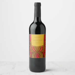 Étiquette Pour Bouteilles De Vin Africain Ankara Rouge Floral Vin Étiquette
