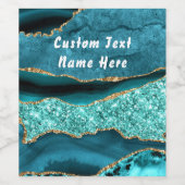 Étiquette Pour Bouteilles De Vin Agate Turquoise Blue Gold Aqua Turquoise Texte per (Étiquettes simples)