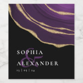 Étiquette Pour Bouteilles De Vin Agate violet doré (Étiquettes simples)