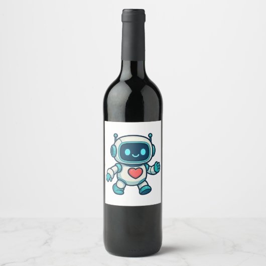 Étiquette Pour Bouteilles De Vin AI & Robot Characters (Devant)