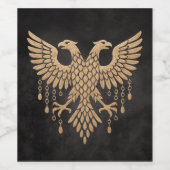 Étiquette Pour Bouteilles De Vin Aigle à tête double dorée - Emblème mythique royal (Étiquettes simples)