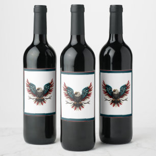 Étiquette Pour Bouteilles De Vin Aigle rustique patriotique américain/américain cha