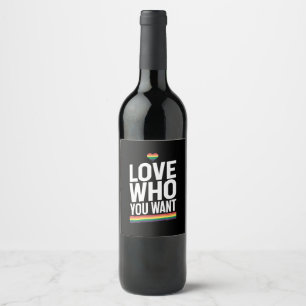Étiquette Pour Bouteilles De Vin Aimez qui vous voulez drapeau Gay pride arc-en-cie