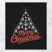 Étiquette Pour Bouteilles De Vin Airplane Christmas Tree Pilot (Étiquettes simples)
